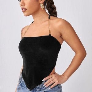 Chained detailed halter neck top